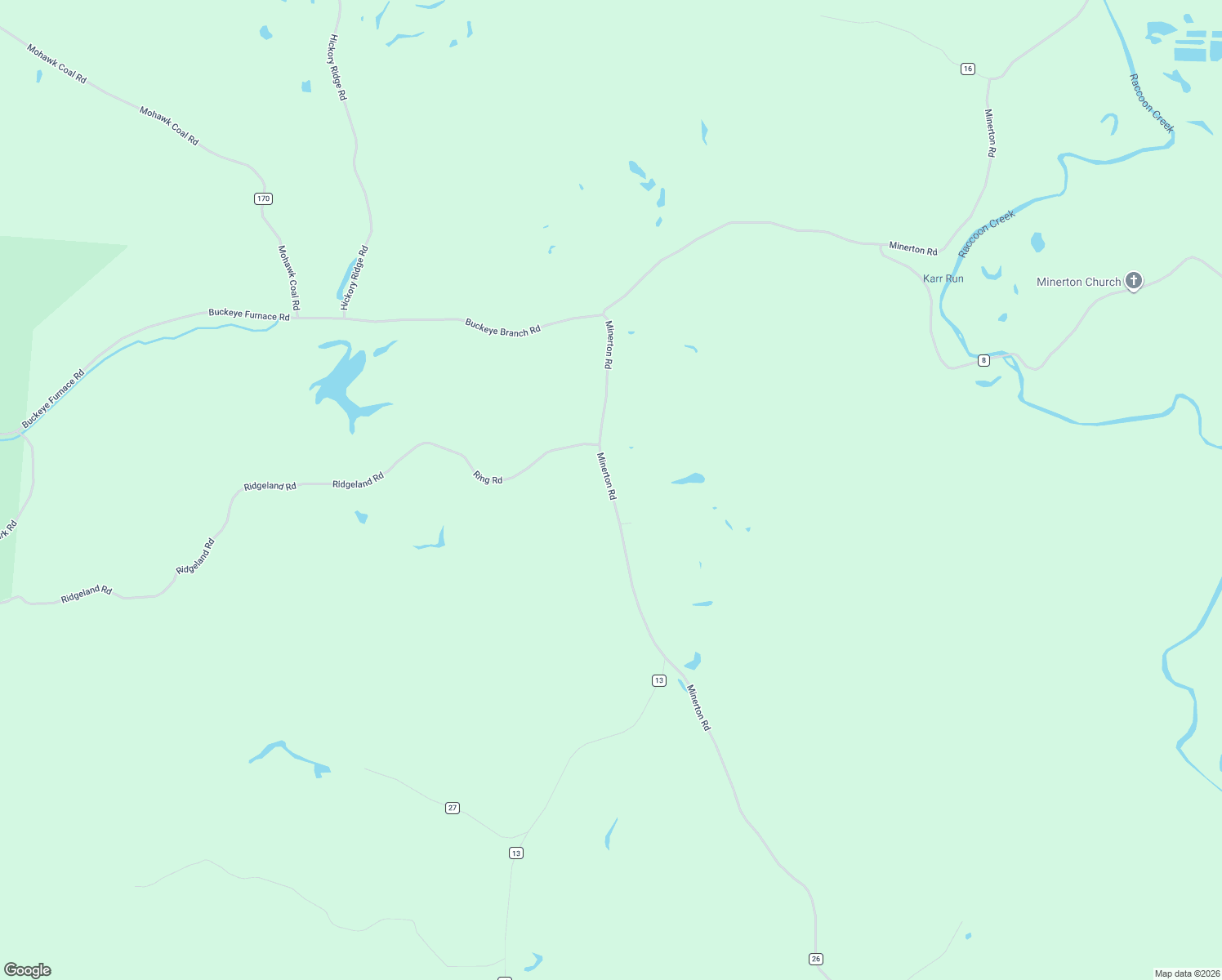 map of restaurants, bars, coffee shops, grocery stores, and more near 45290 Minerton Road in Vinton