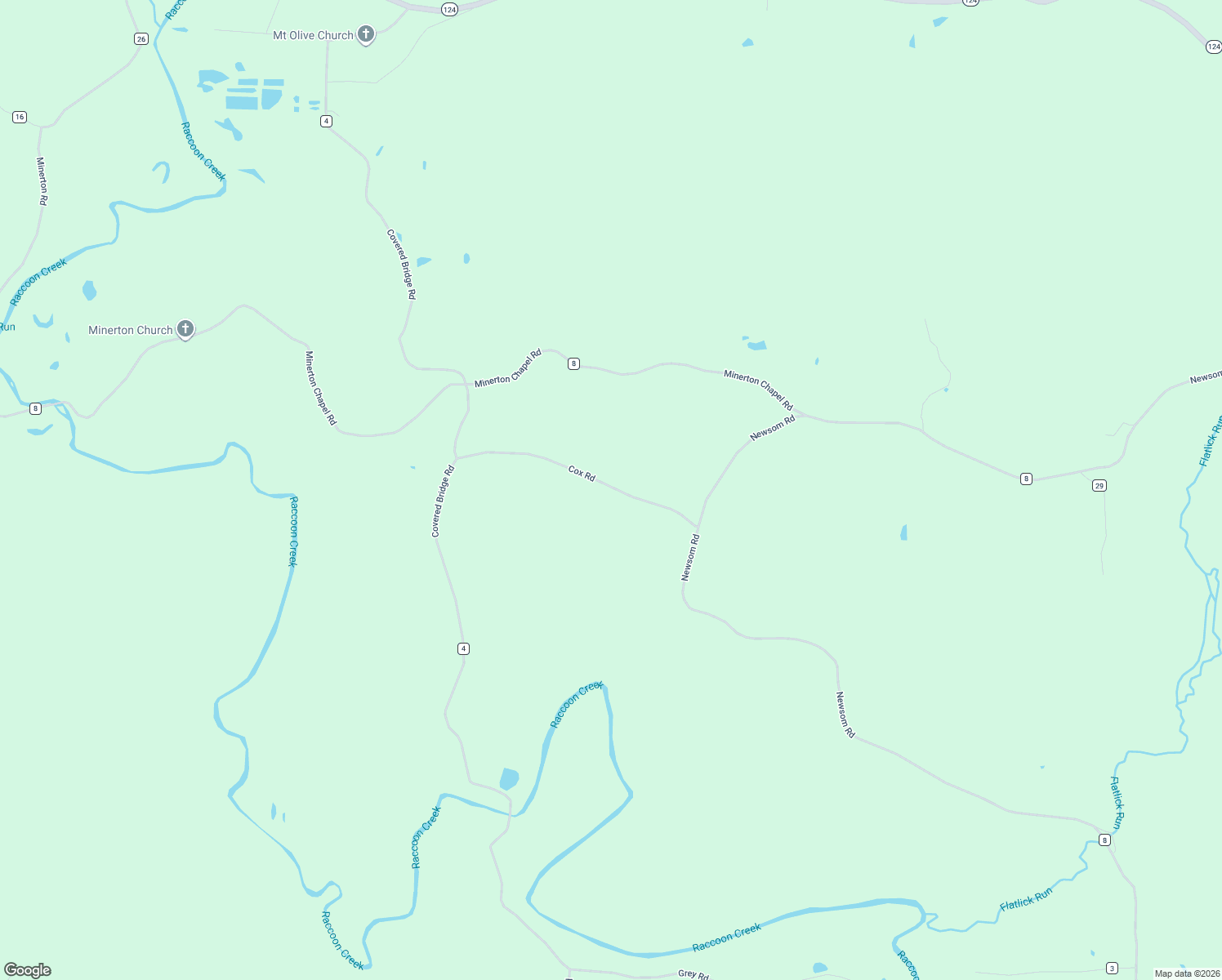 map of restaurants, bars, coffee shops, grocery stores, and more near Cox Road in Vinton