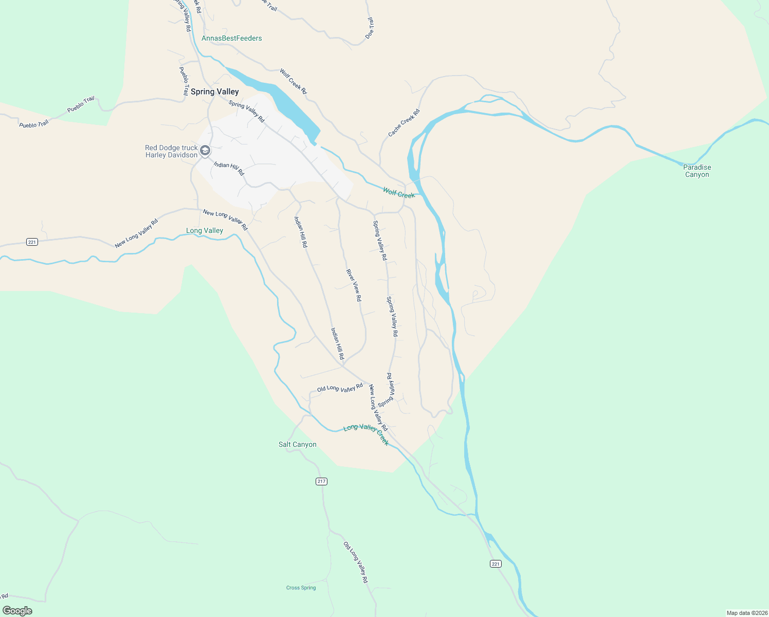 map of restaurants, bars, coffee shops, grocery stores, and more near 2285 Spring Valley Road in Clearlake Oaks