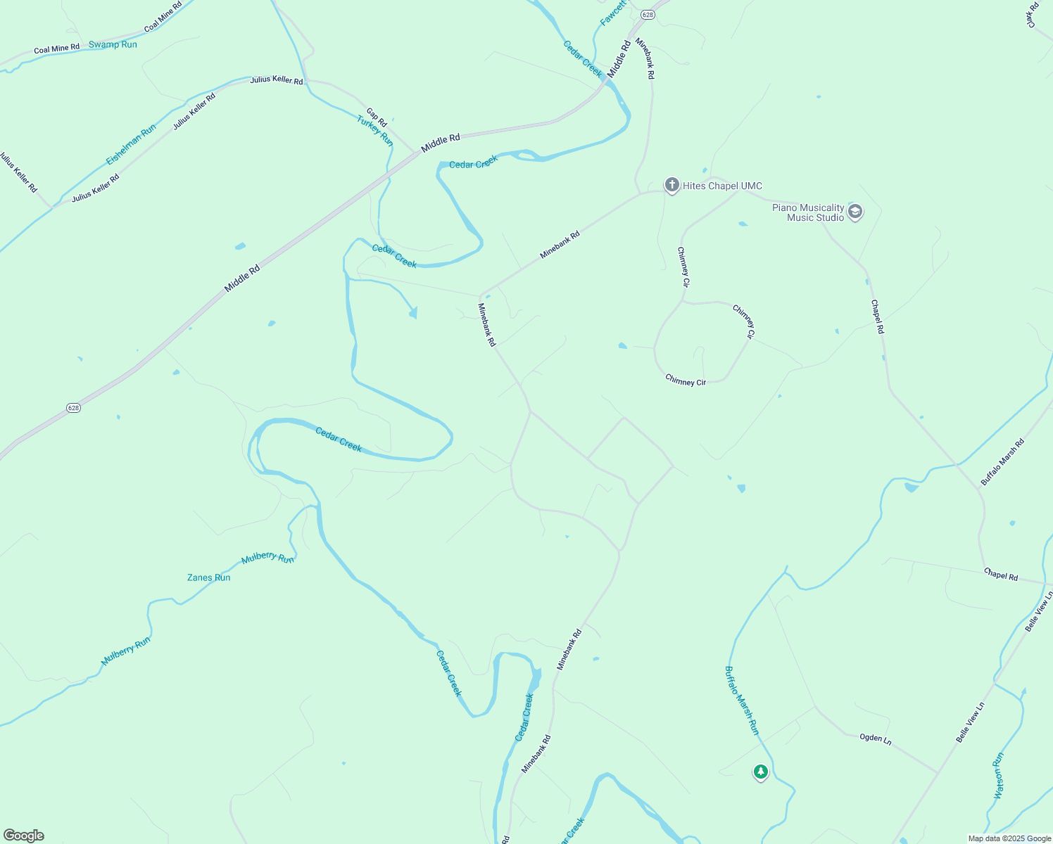 map of restaurants, bars, coffee shops, grocery stores, and more near Minebank Road in Middletown