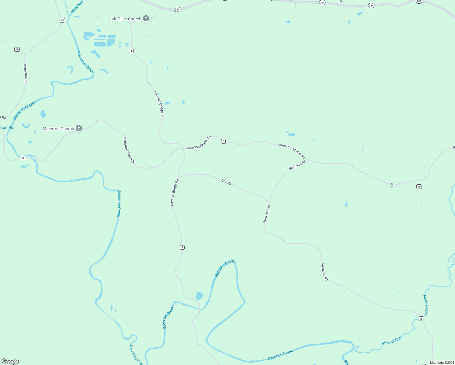 map of restaurants, bars, coffee shops, grocery stores, and more near Cox Road in Vinton County