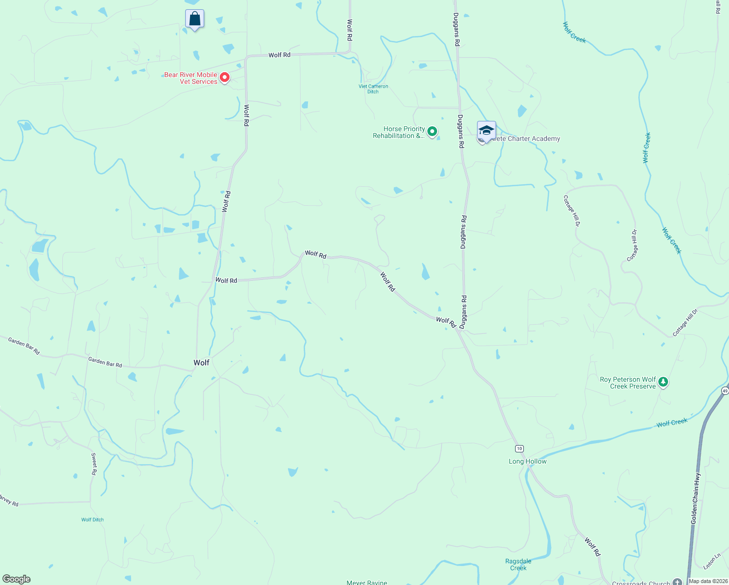 map of restaurants, bars, coffee shops, grocery stores, and more near 12463 Wolf Road in Grass Valley