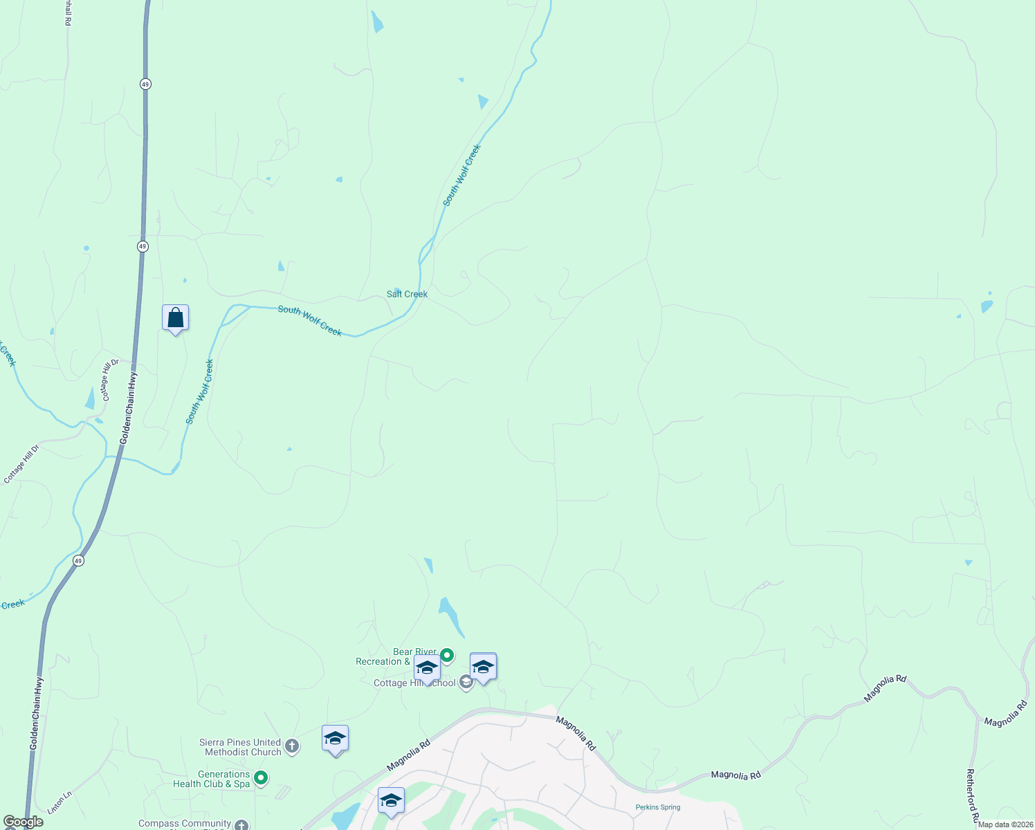 map of restaurants, bars, coffee shops, grocery stores, and more near 21601 Pioneer Way in Grass Valley
