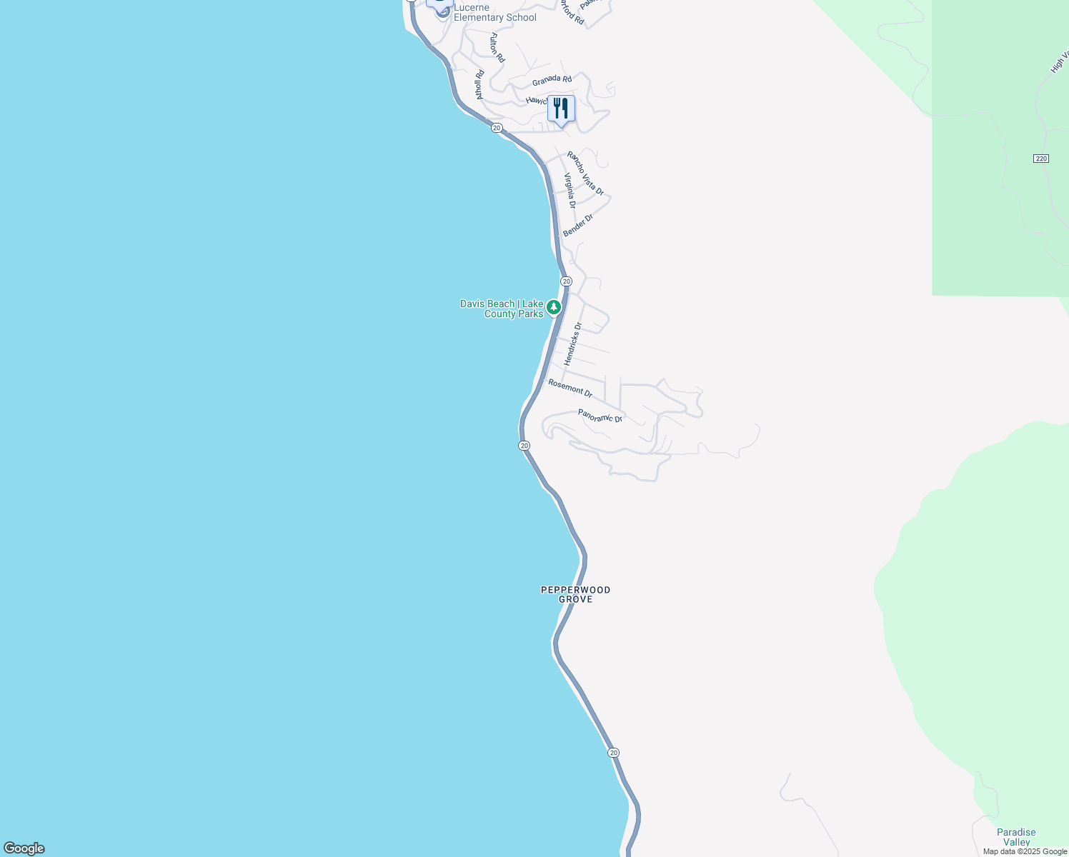 map of restaurants, bars, coffee shops, grocery stores, and more near 6913 Panoramic Drive in Lucerne