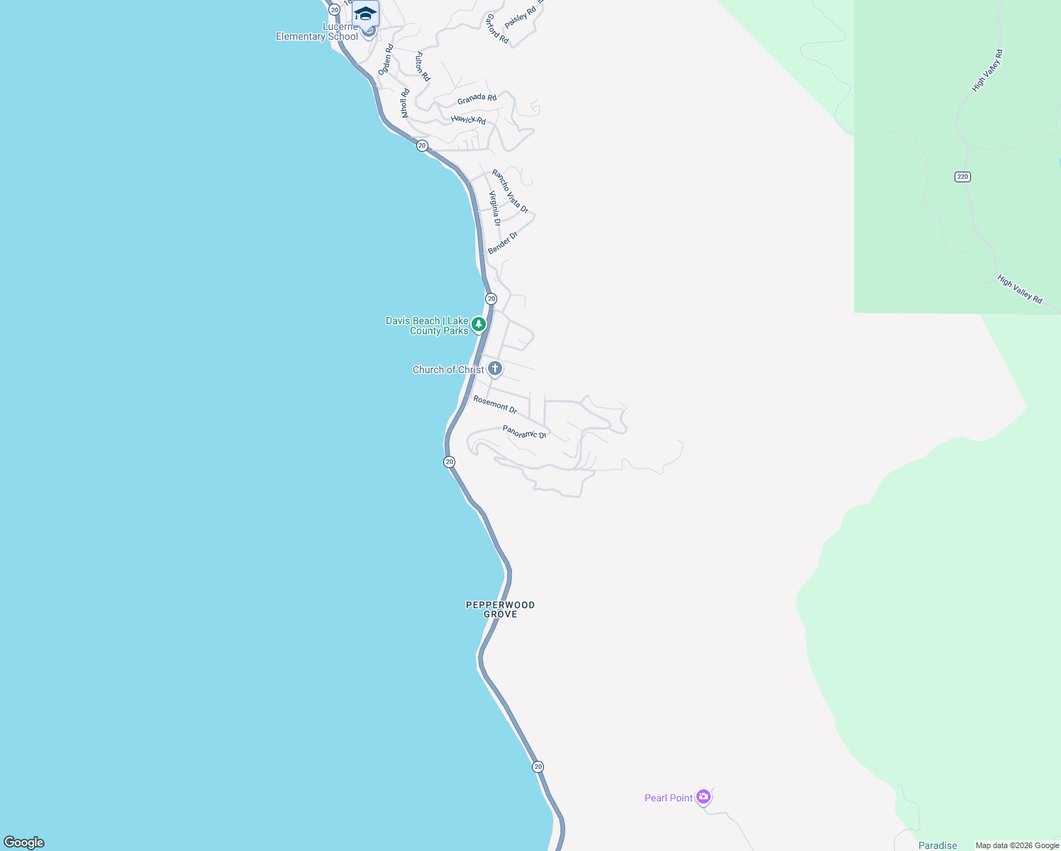 map of restaurants, bars, coffee shops, grocery stores, and more near 6867 Rosemont Drive in Lucerne