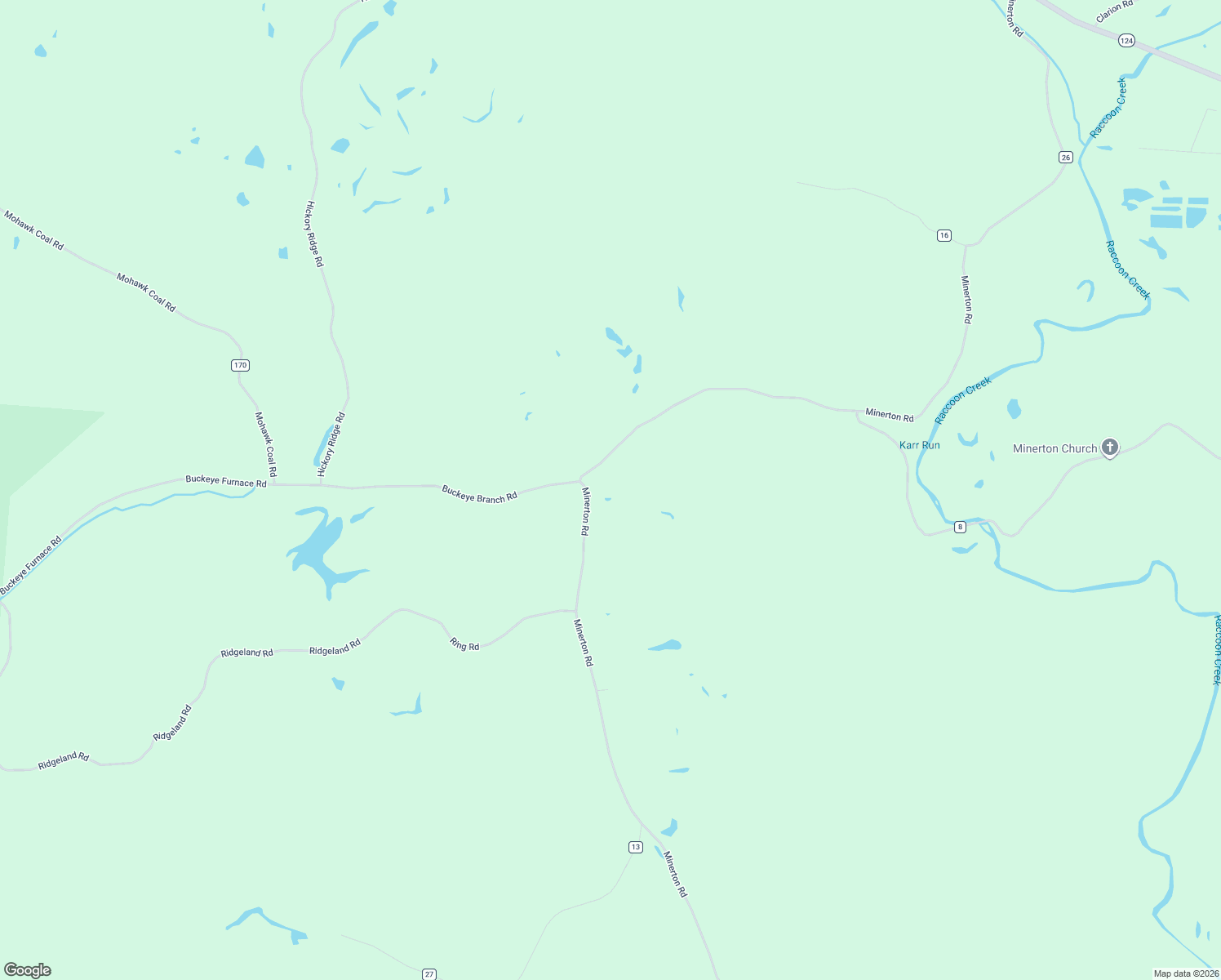 map of restaurants, bars, coffee shops, grocery stores, and more near 44117 Minerton Road in Vinton