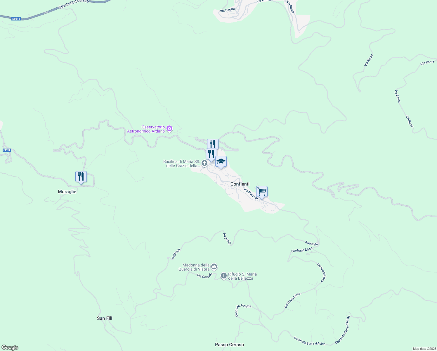 map of restaurants, bars, coffee shops, grocery stores, and more near 1382 Via Garibaldi in Conflenti
