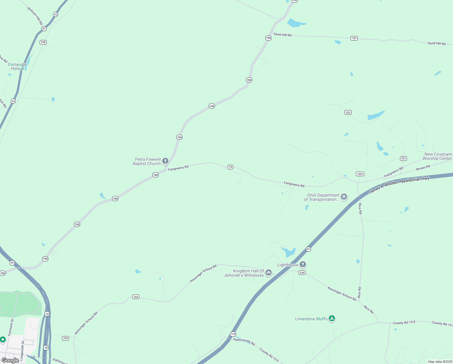 map of restaurants, bars, coffee shops, grocery stores, and more near 601 Fairgreens Road in Jackson