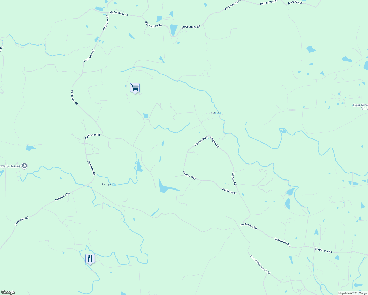 map of restaurants, bars, coffee shops, grocery stores, and more near 24090 Restive Way in Grass Valley