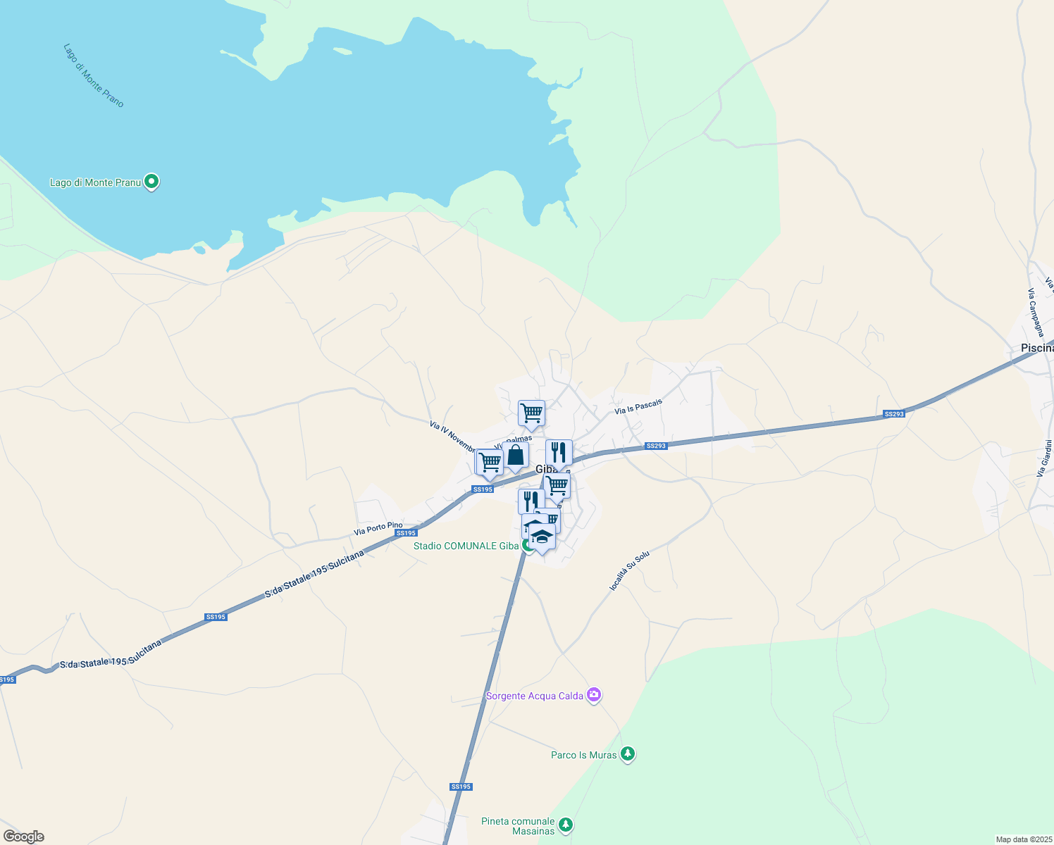 map of restaurants, bars, coffee shops, grocery stores, and more near 20 Vico Fontana Mura in Giba