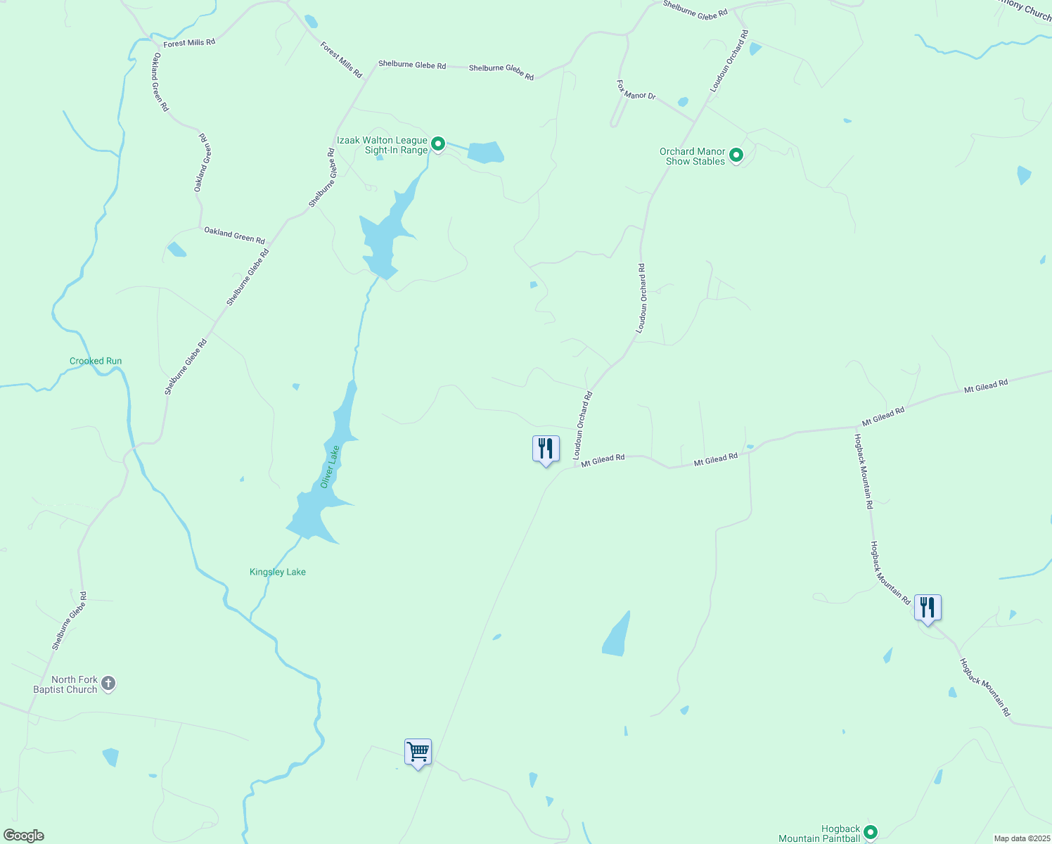 map of restaurants, bars, coffee shops, grocery stores, and more near 38785 Leighfield Lane in Leesburg