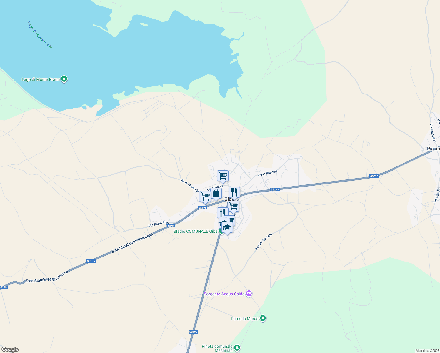 map of restaurants, bars, coffee shops, grocery stores, and more near 20 Vico Fontana Mura in Giba