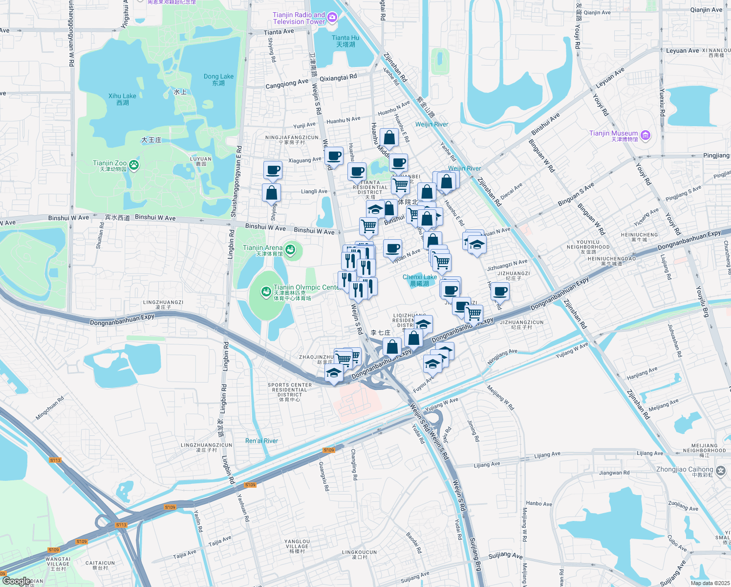 map of restaurants, bars, coffee shops, grocery stores, and more near in 