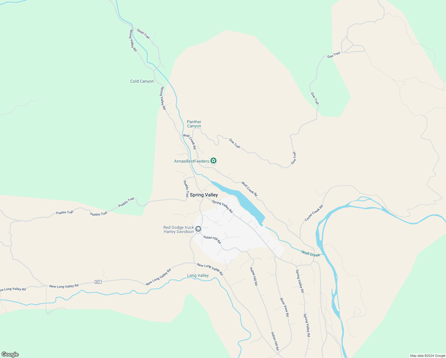 map of restaurants, bars, coffee shops, grocery stores, and more near 3329 Wolf Creek Road in Clearlake Oaks