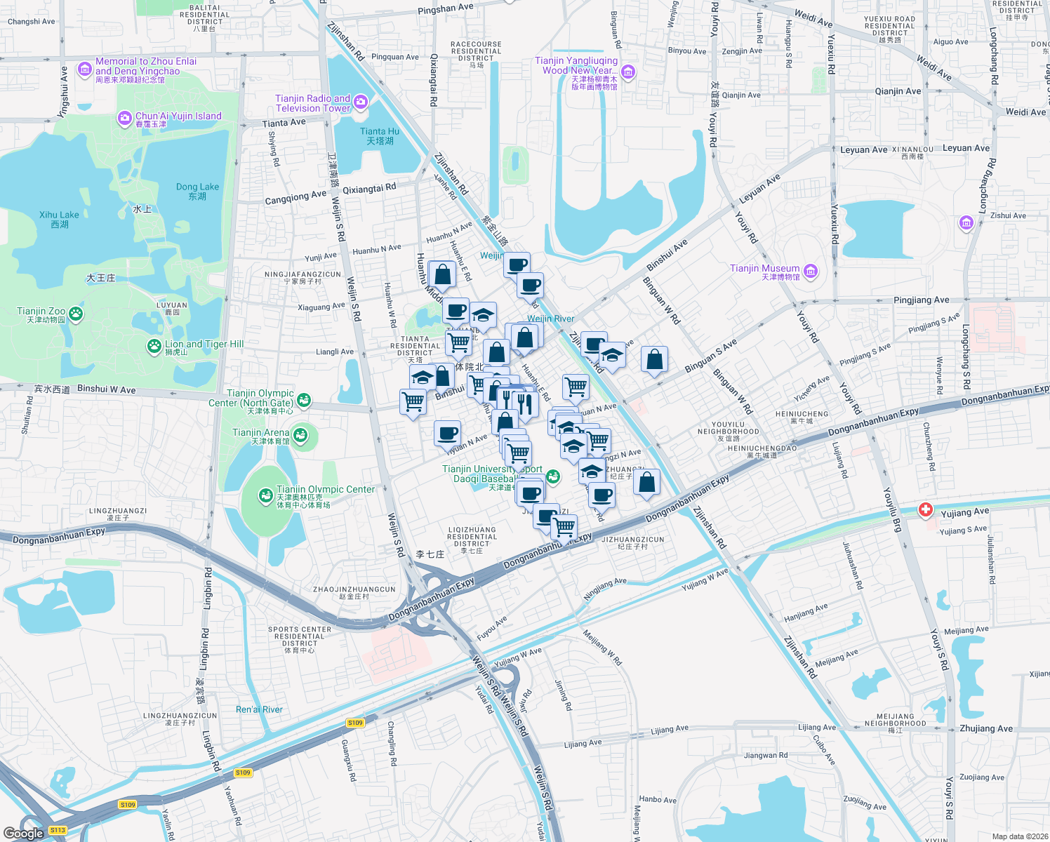 map of restaurants, bars, coffee shops, grocery stores, and more near in 