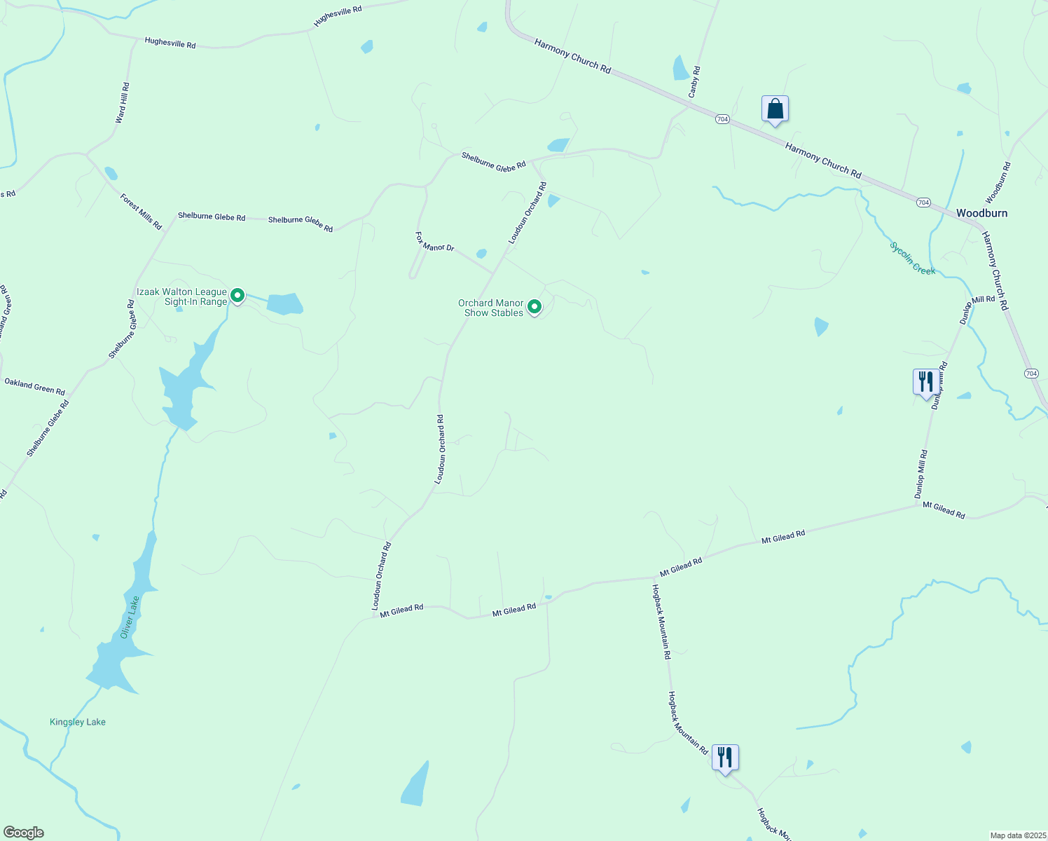 map of restaurants, bars, coffee shops, grocery stores, and more near 39184 Foxhill Rd in Leesburg