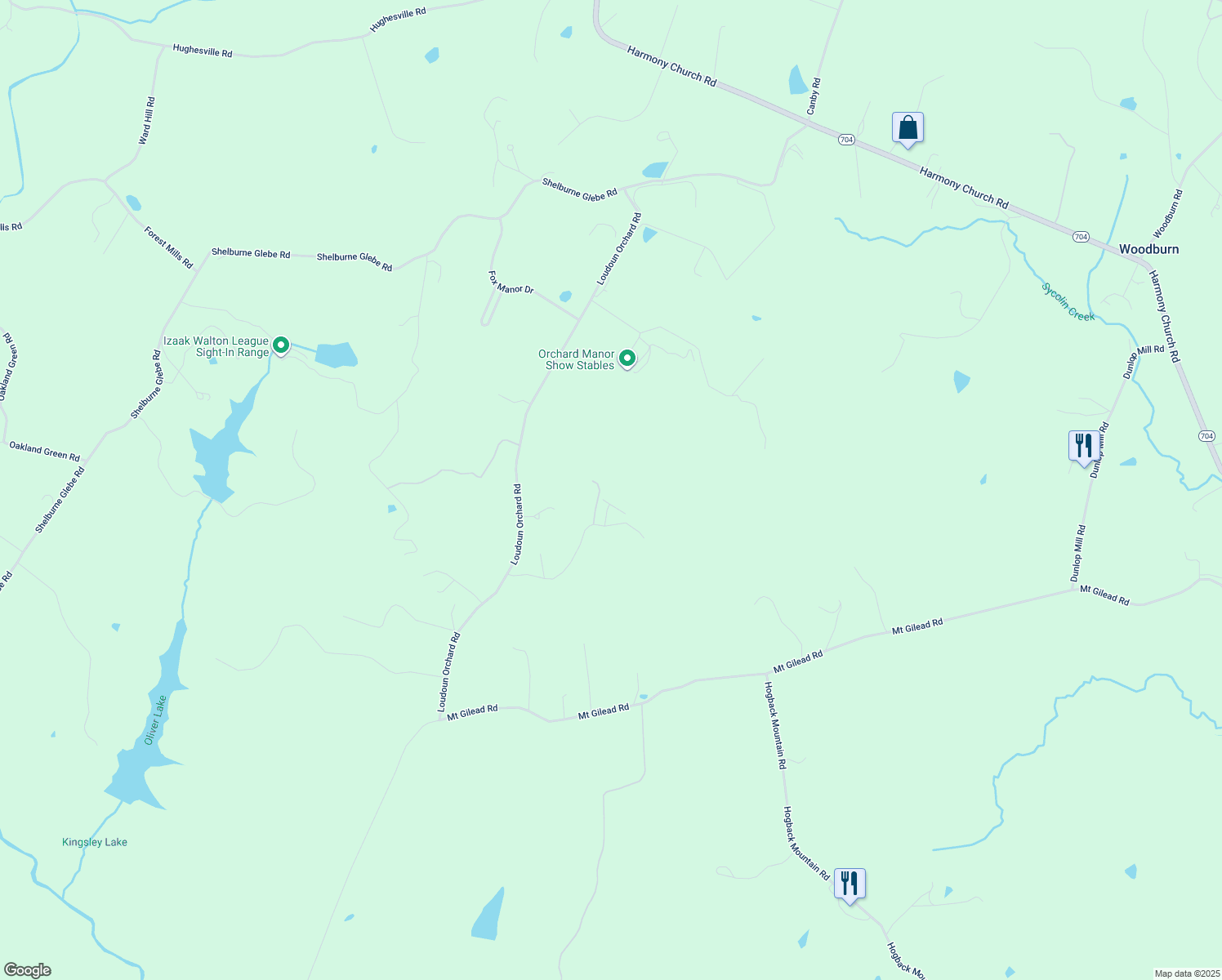 map of restaurants, bars, coffee shops, grocery stores, and more near 39184 Foxhill Rd in Leesburg