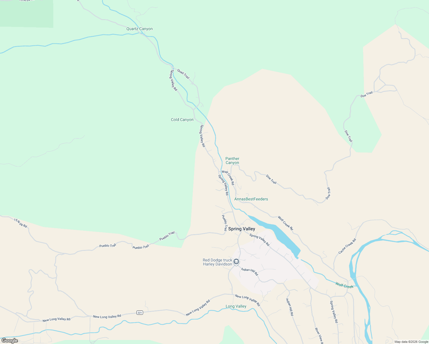 map of restaurants, bars, coffee shops, grocery stores, and more near 3515 Spring Valley Road in Clearlake Oaks