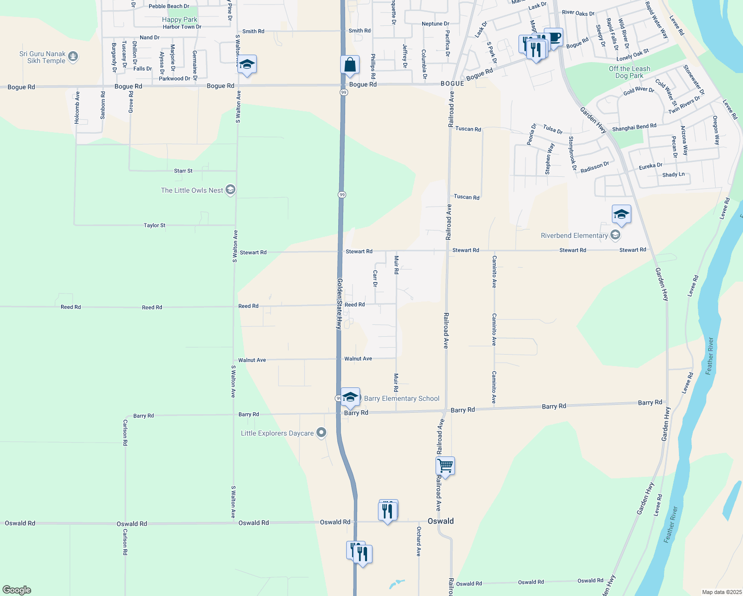 map of restaurants, bars, coffee shops, grocery stores, and more near 2973 Carr Dr in Yuba City