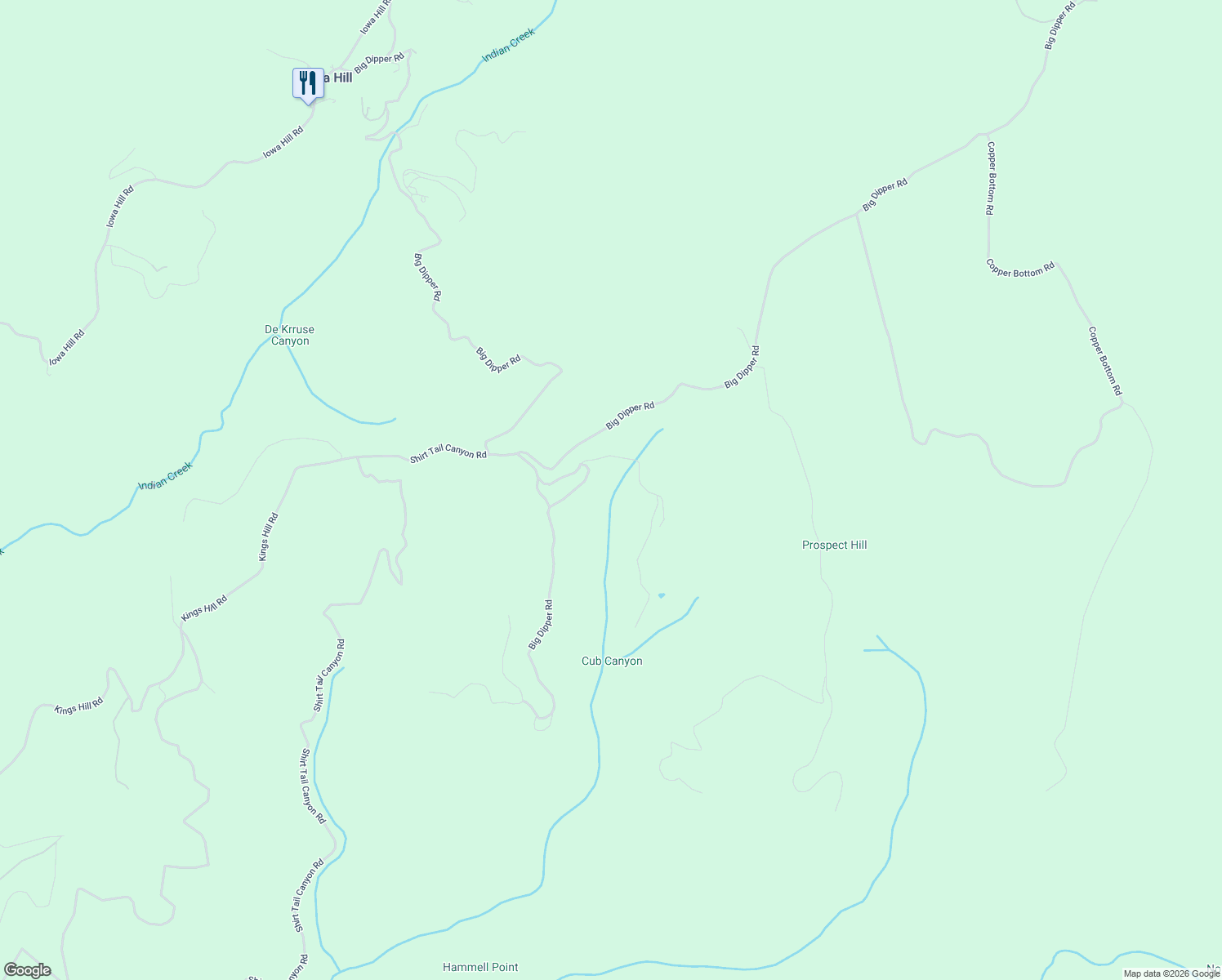 map of restaurants, bars, coffee shops, grocery stores, and more near 28000 Big Dipper Road in Foresthill