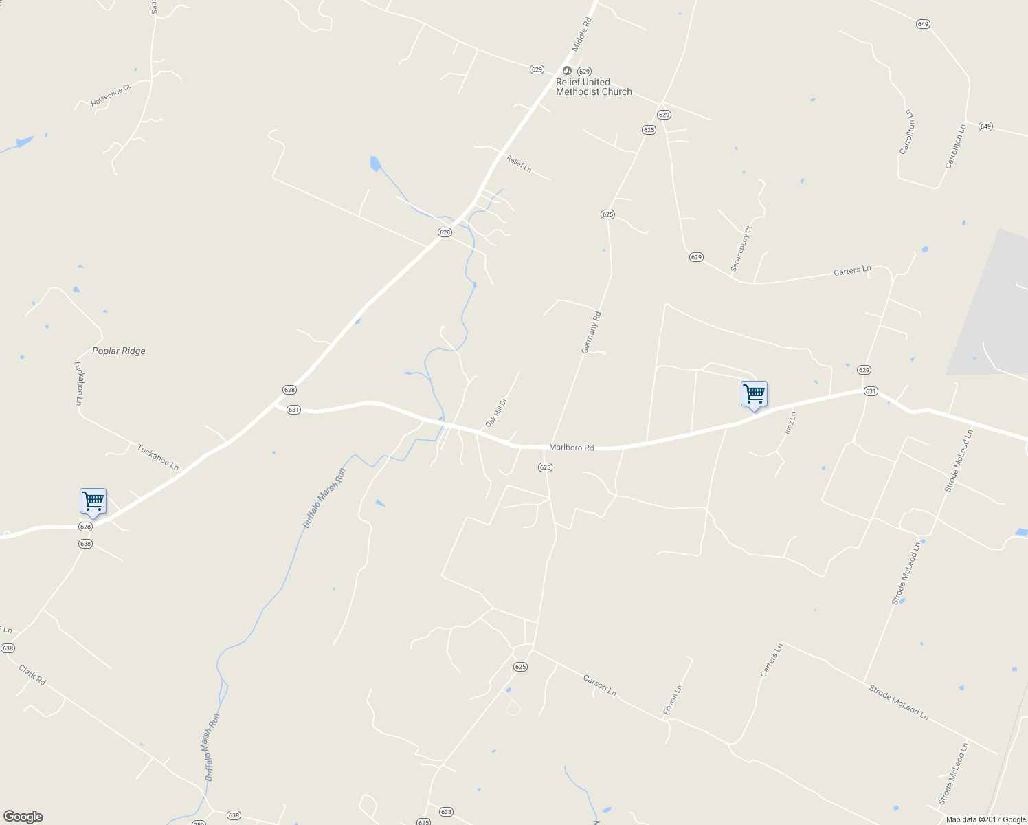map of restaurants, bars, coffee shops, grocery stores, and more near 174 Oak Hill Drive in Stephens City