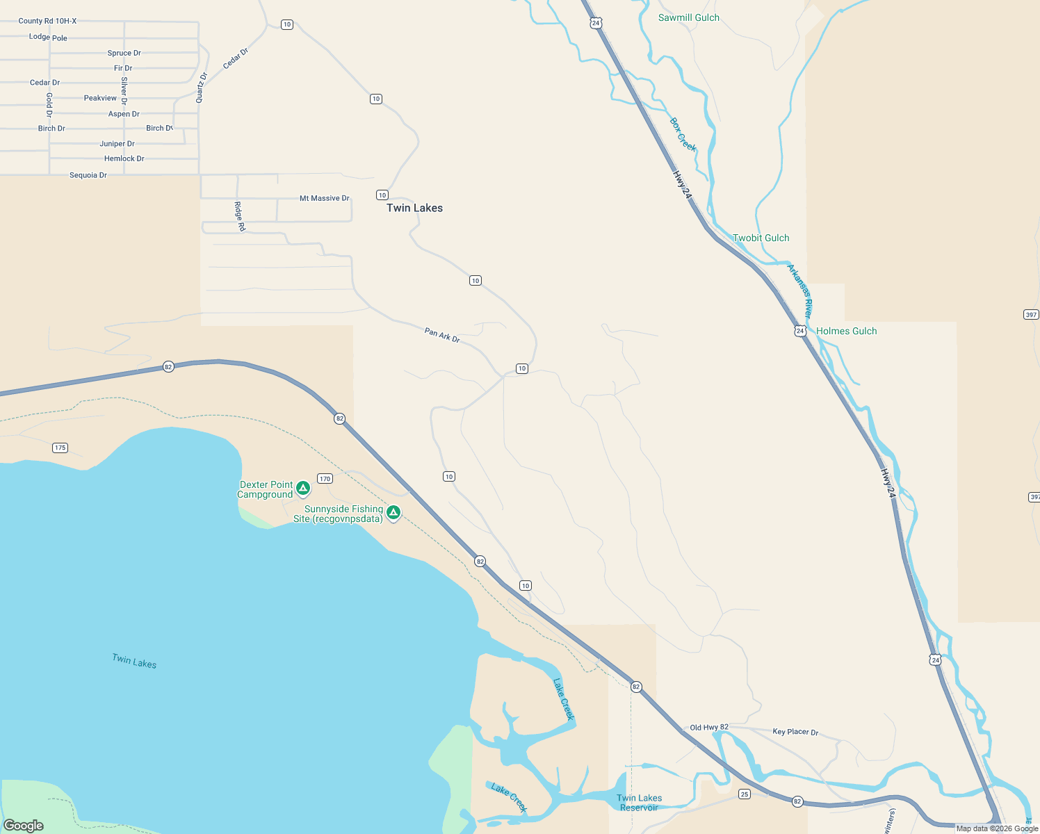 map of restaurants, bars, coffee shops, grocery stores, and more near 460 Reva Ridge Road in Twin Lakes