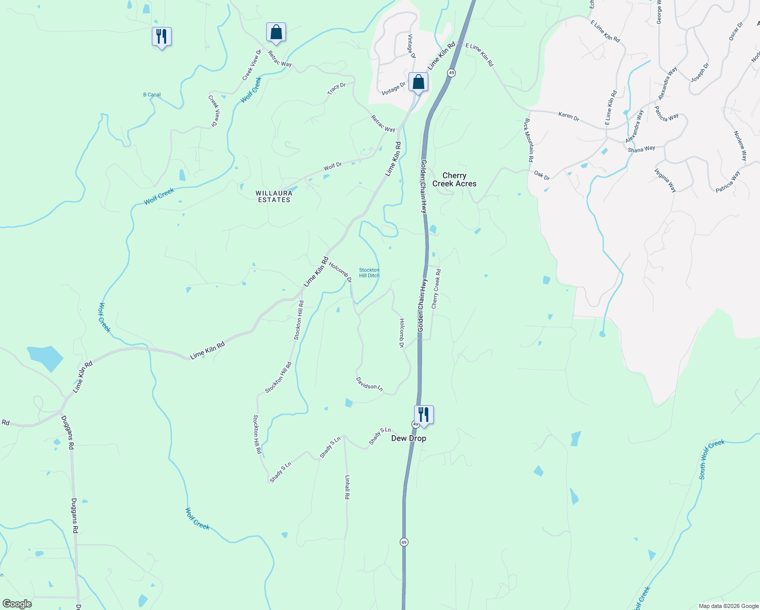 map of restaurants, bars, coffee shops, grocery stores, and more near 10273 Holcomb Drive in Grass Valley