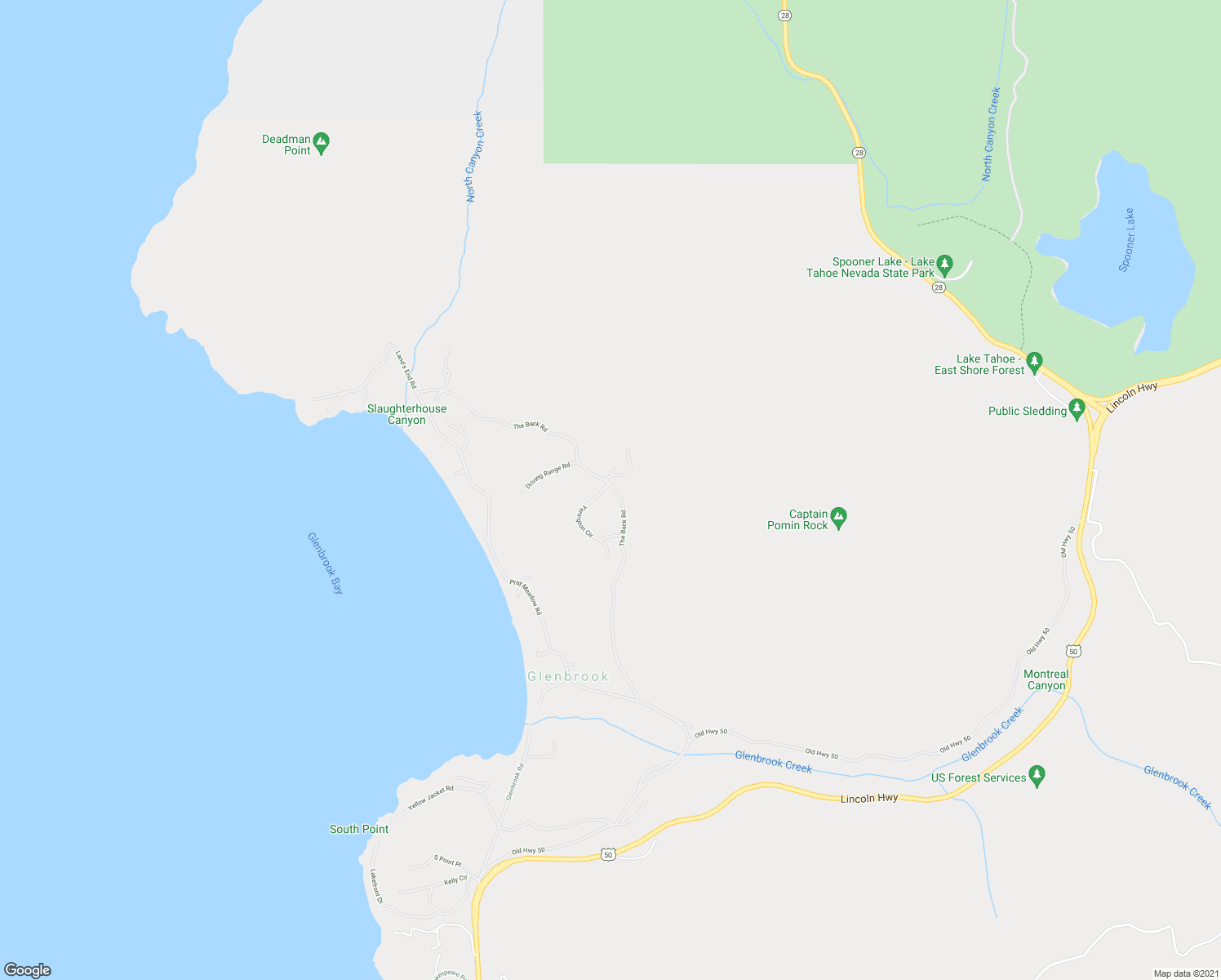 map of restaurants, bars, coffee shops, grocery stores, and more near 2147 The Back Road in Glenbrook