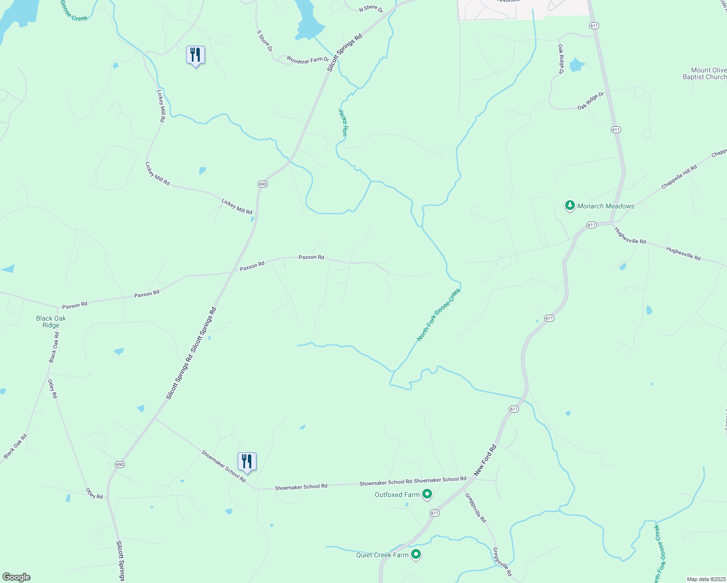map of restaurants, bars, coffee shops, grocery stores, and more near 36843 Paxson Road in Purcellville
