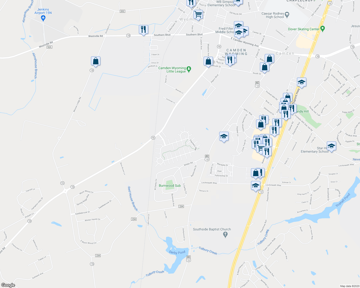 map of restaurants, bars, coffee shops, grocery stores, and more near 20 Coomb Lane in Camden