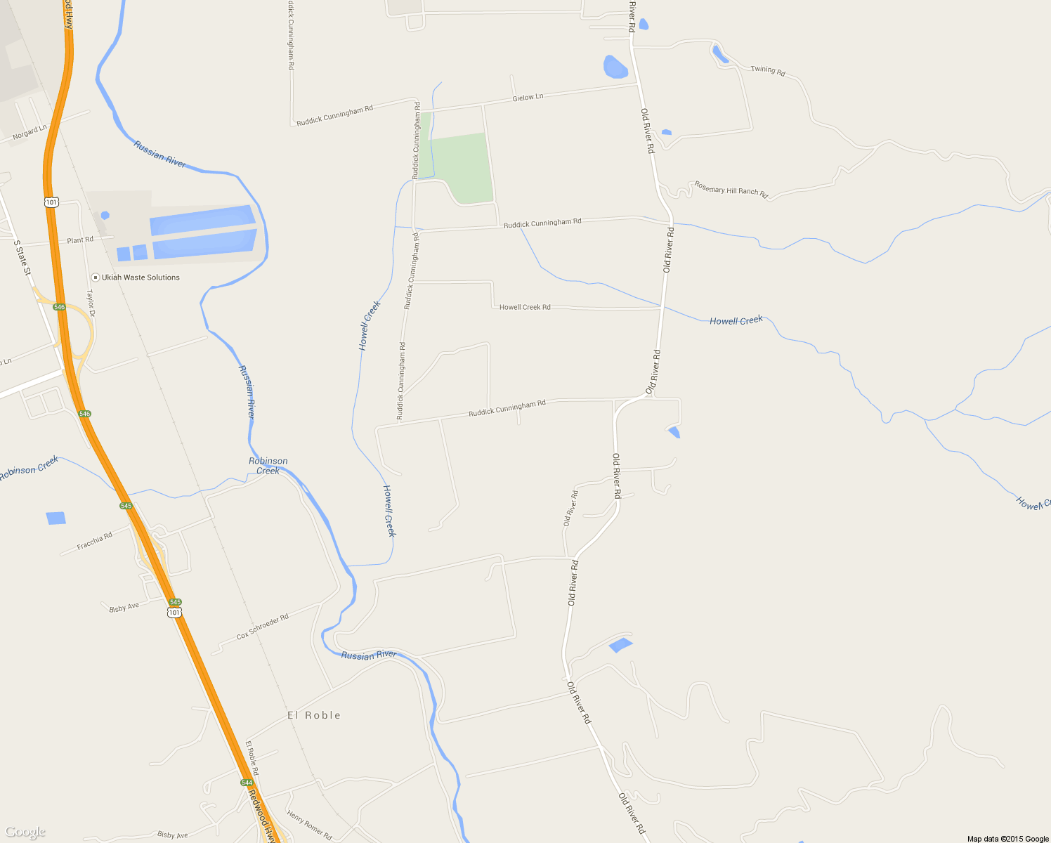 map of restaurants, bars, coffee shops, grocery stores, and more near 3700 Ruddick Cunningham Road in Ukiah