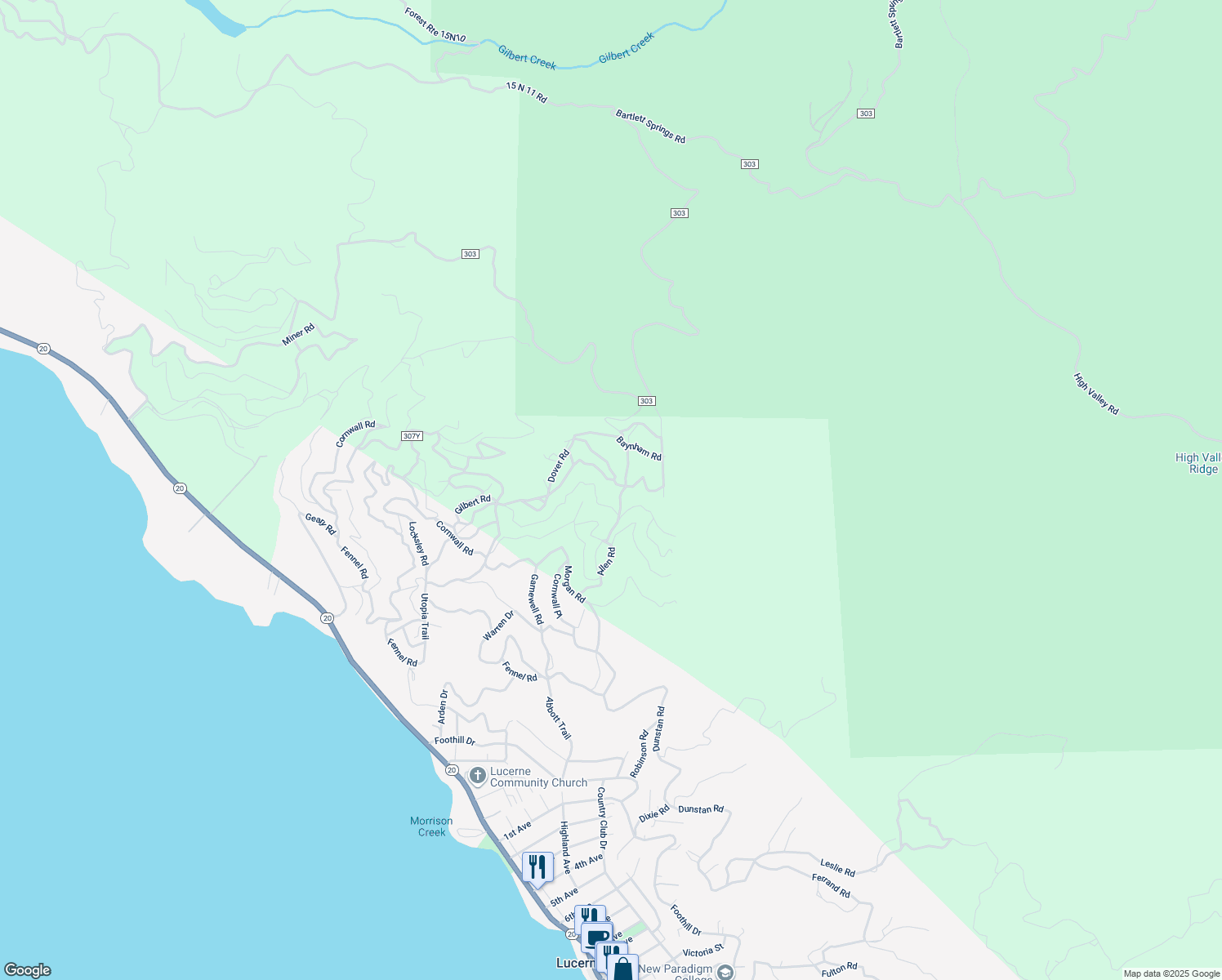 map of restaurants, bars, coffee shops, grocery stores, and more near 6293 Selby Road in Lucerne