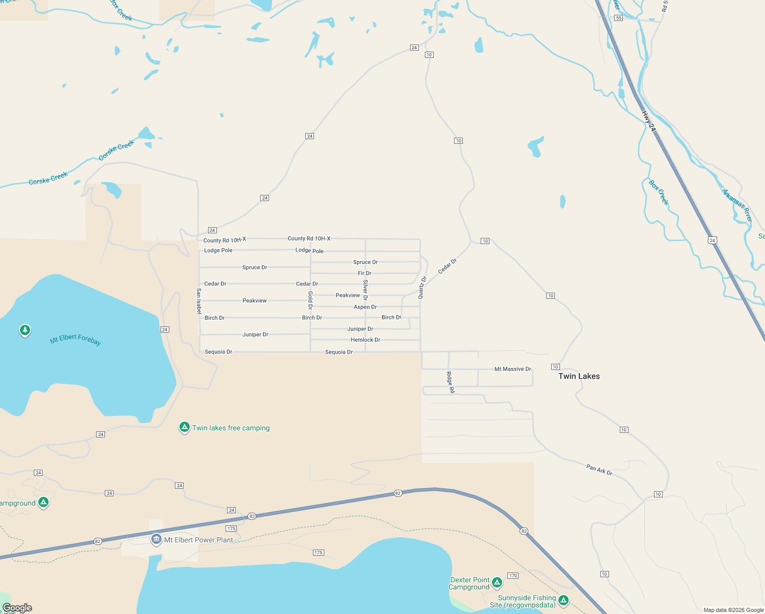 map of restaurants, bars, coffee shops, grocery stores, and more near Aspen Drive in Leadville