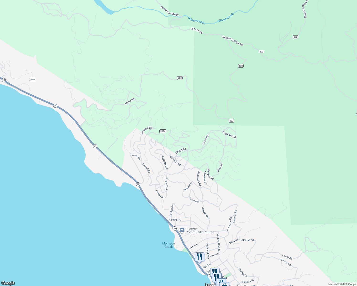 map of restaurants, bars, coffee shops, grocery stores, and more near 5788 Stanhope Road in Lucerne
