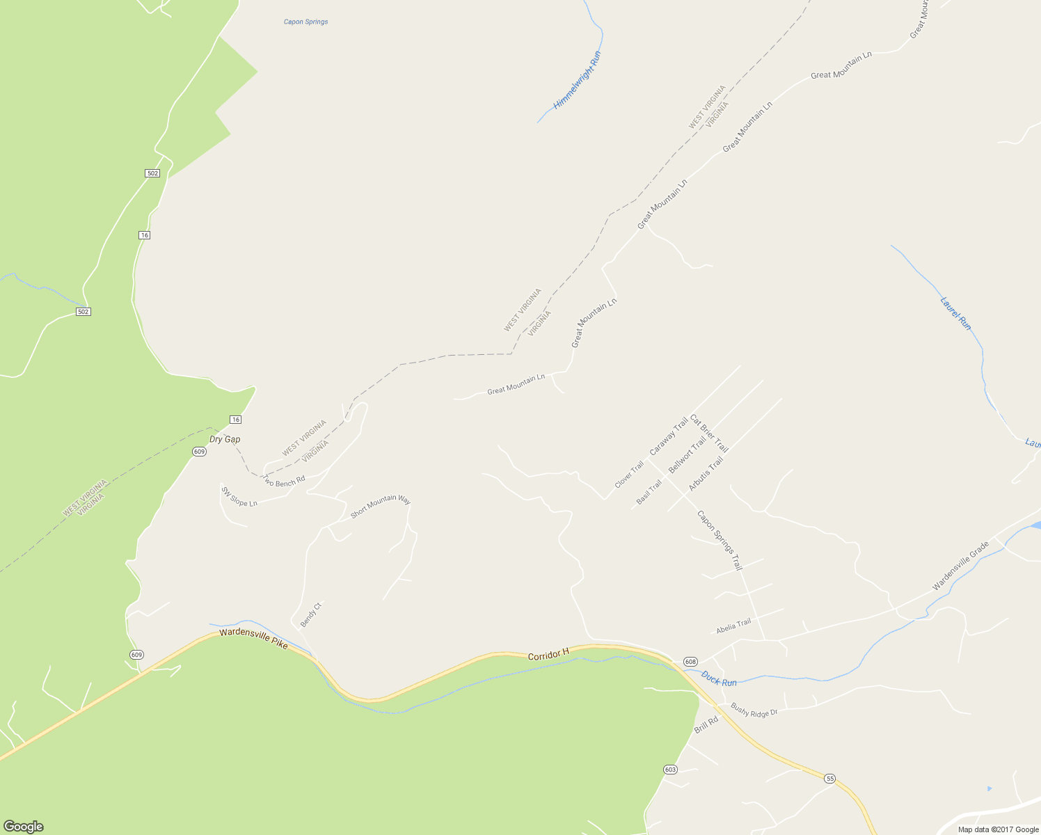 map of restaurants, bars, coffee shops, grocery stores, and more near 1851 Great Mountain Lane in Winchester