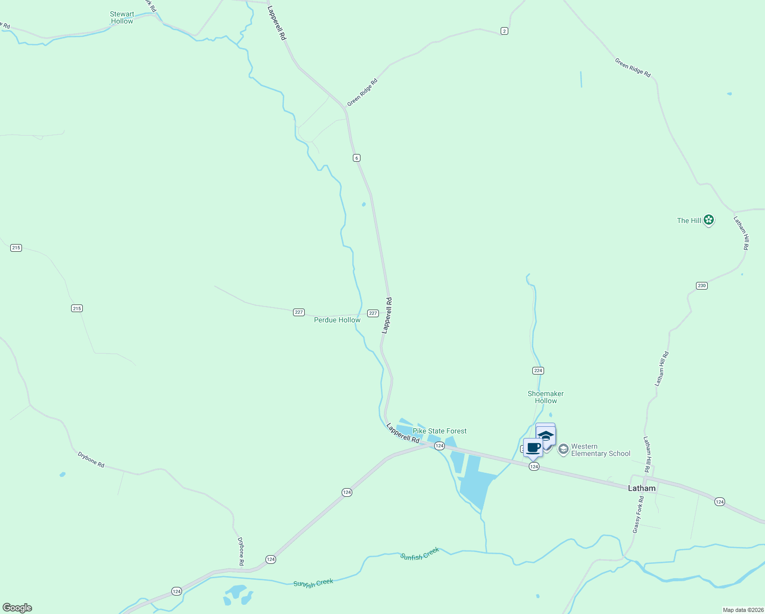 map of restaurants, bars, coffee shops, grocery stores, and more near 779 Lapperell Road in Peebles
