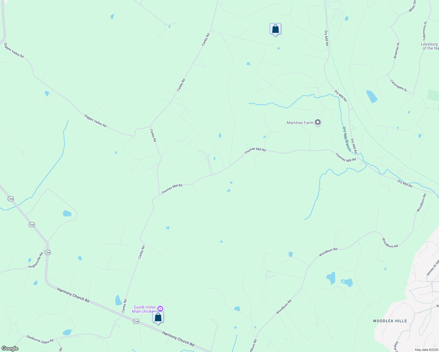 map of restaurants, bars, coffee shops, grocery stores, and more near 39867 Thomas Mill Road in Leesburg