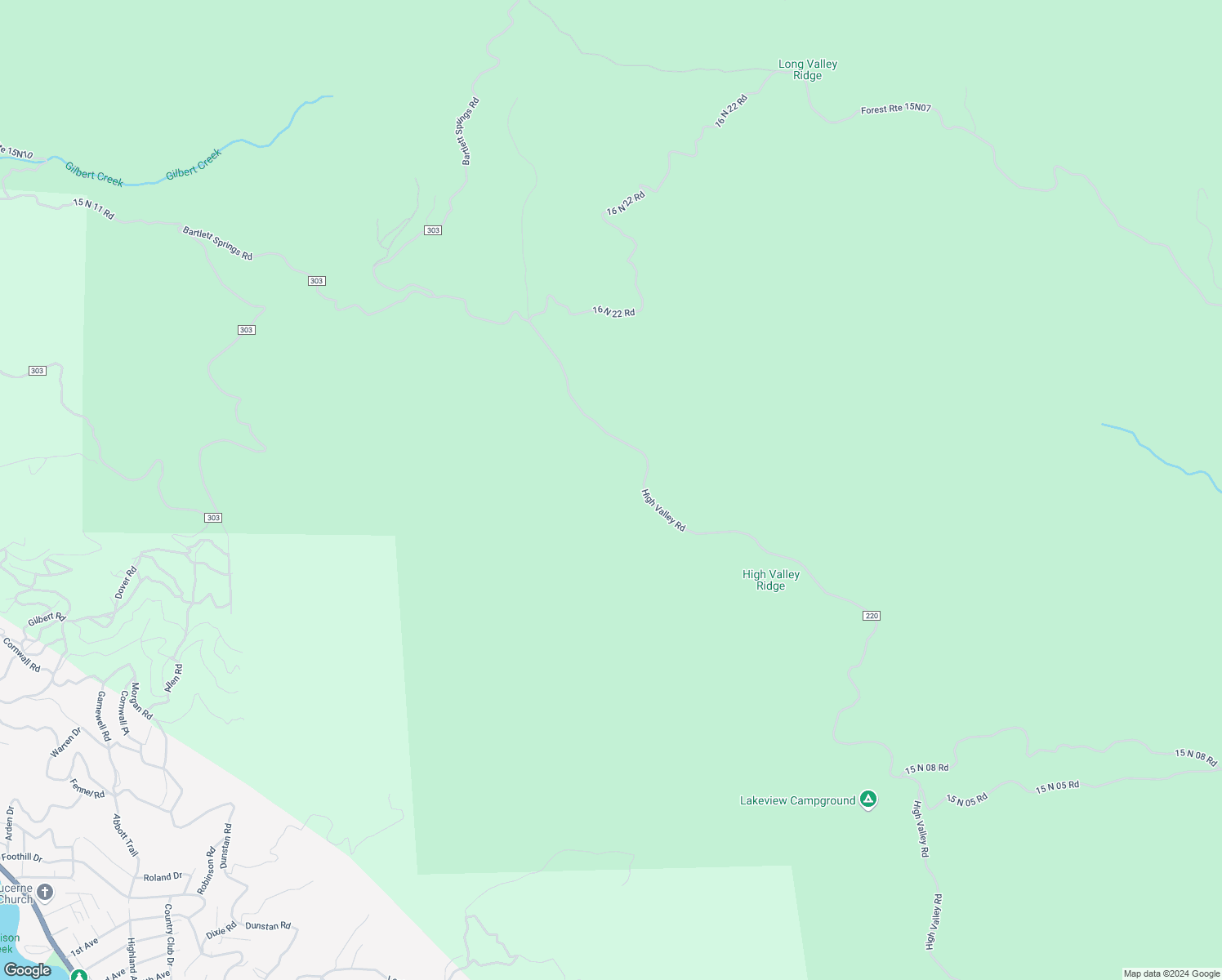 map of restaurants, bars, coffee shops, grocery stores, and more near 6847 High Valley Road in Lucerne