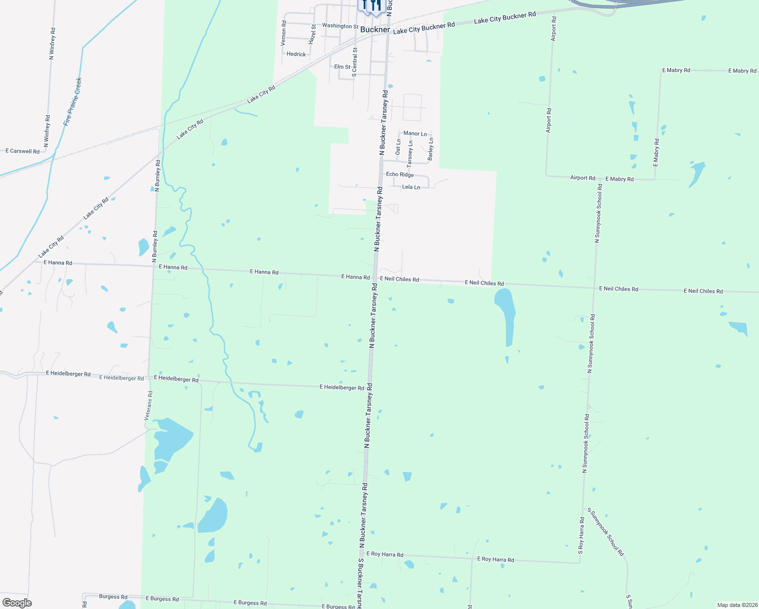 map of restaurants, bars, coffee shops, grocery stores, and more near 901 North Buckner Tarsney Road in Buckner