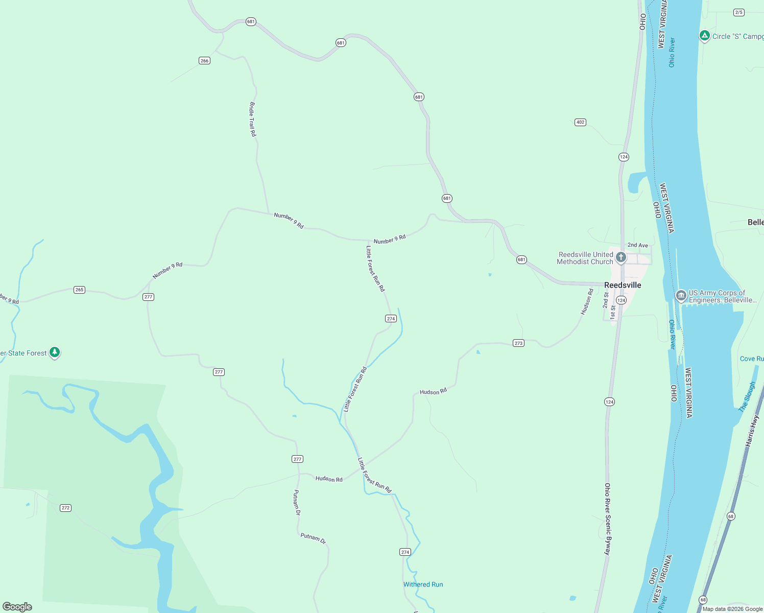 map of restaurants, bars, coffee shops, grocery stores, and more near 38780 Little Forest Run Road in Reedsville