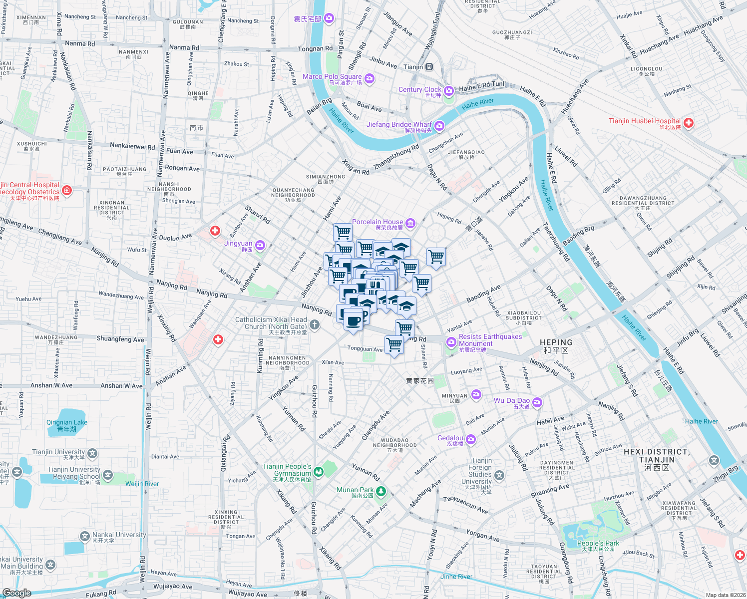 map of restaurants, bars, coffee shops, grocery stores, and more near in 