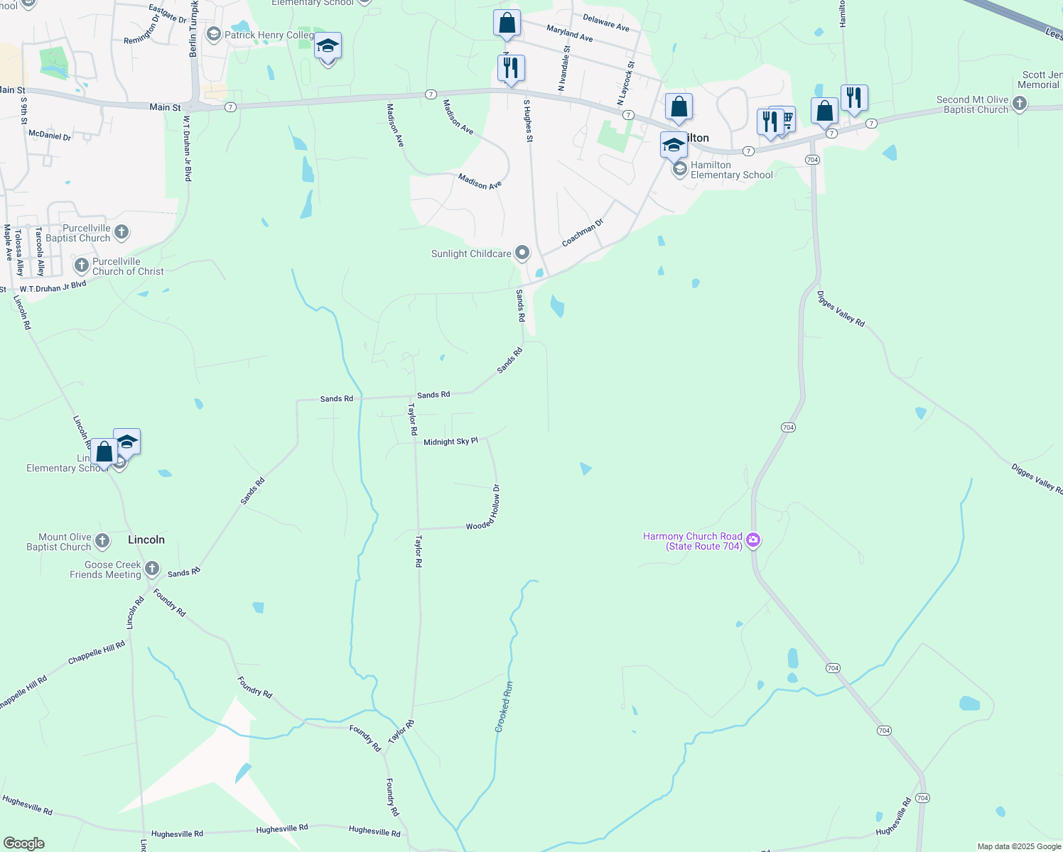 map of restaurants, bars, coffee shops, grocery stores, and more near 17947 Battle Peak Court in Hamilton