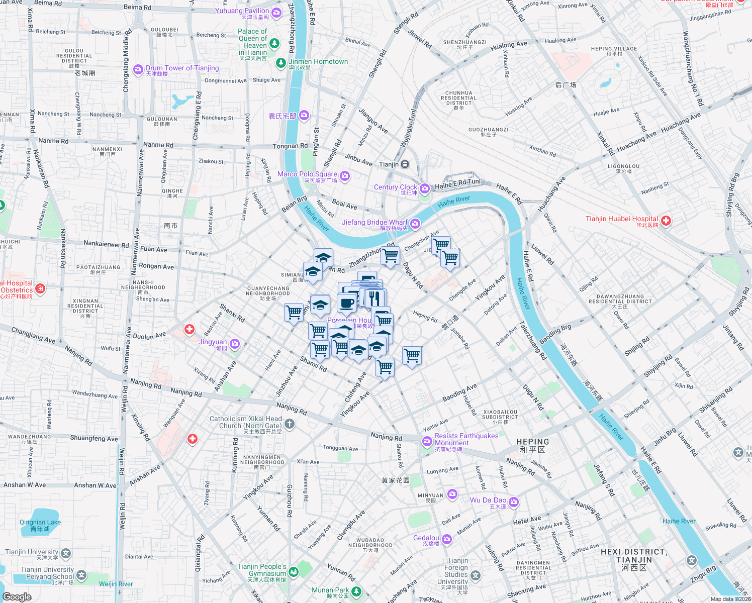 map of restaurants, bars, coffee shops, grocery stores, and more near in 