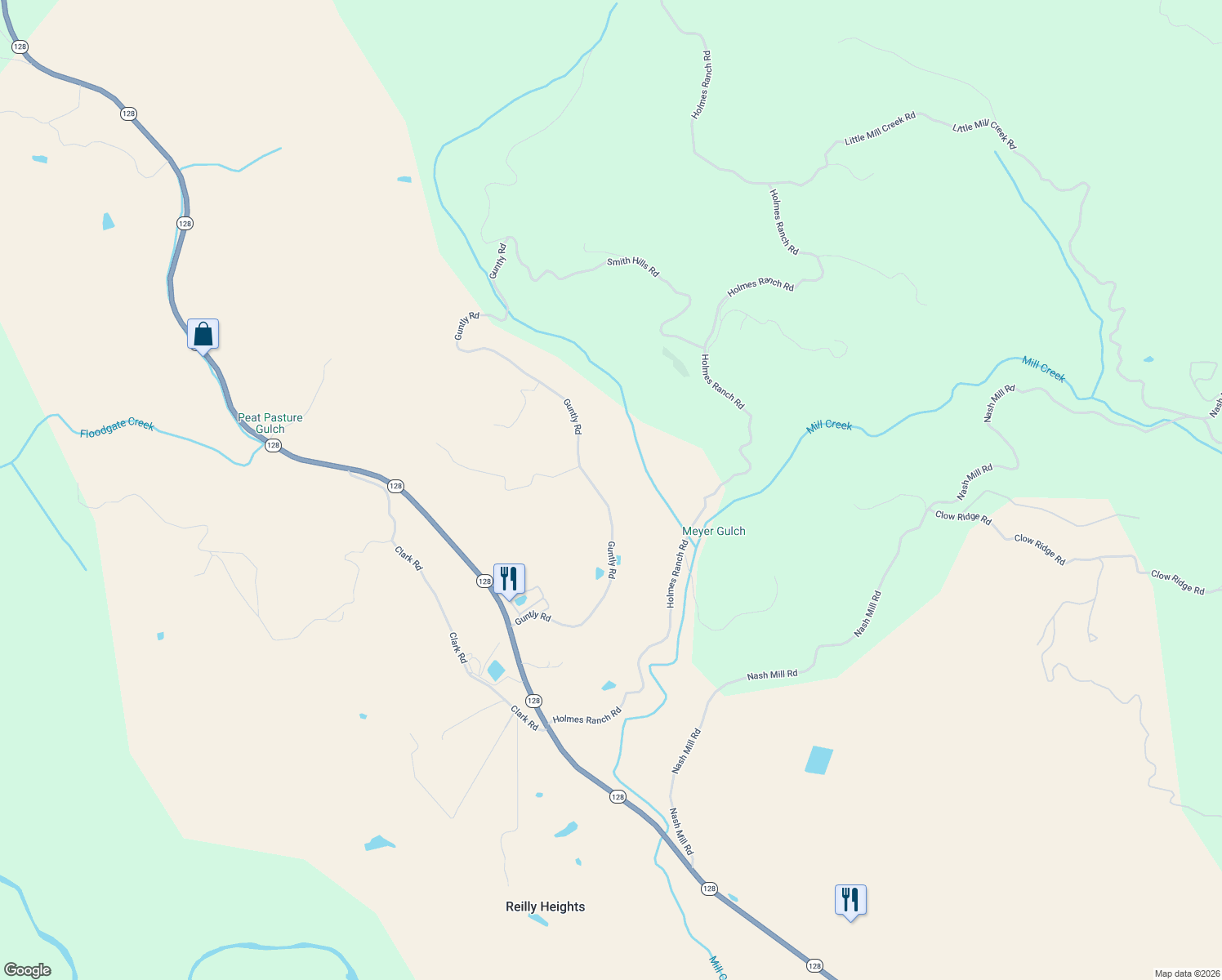 map of restaurants, bars, coffee shops, grocery stores, and more near 2333 Guntly Road in Philo