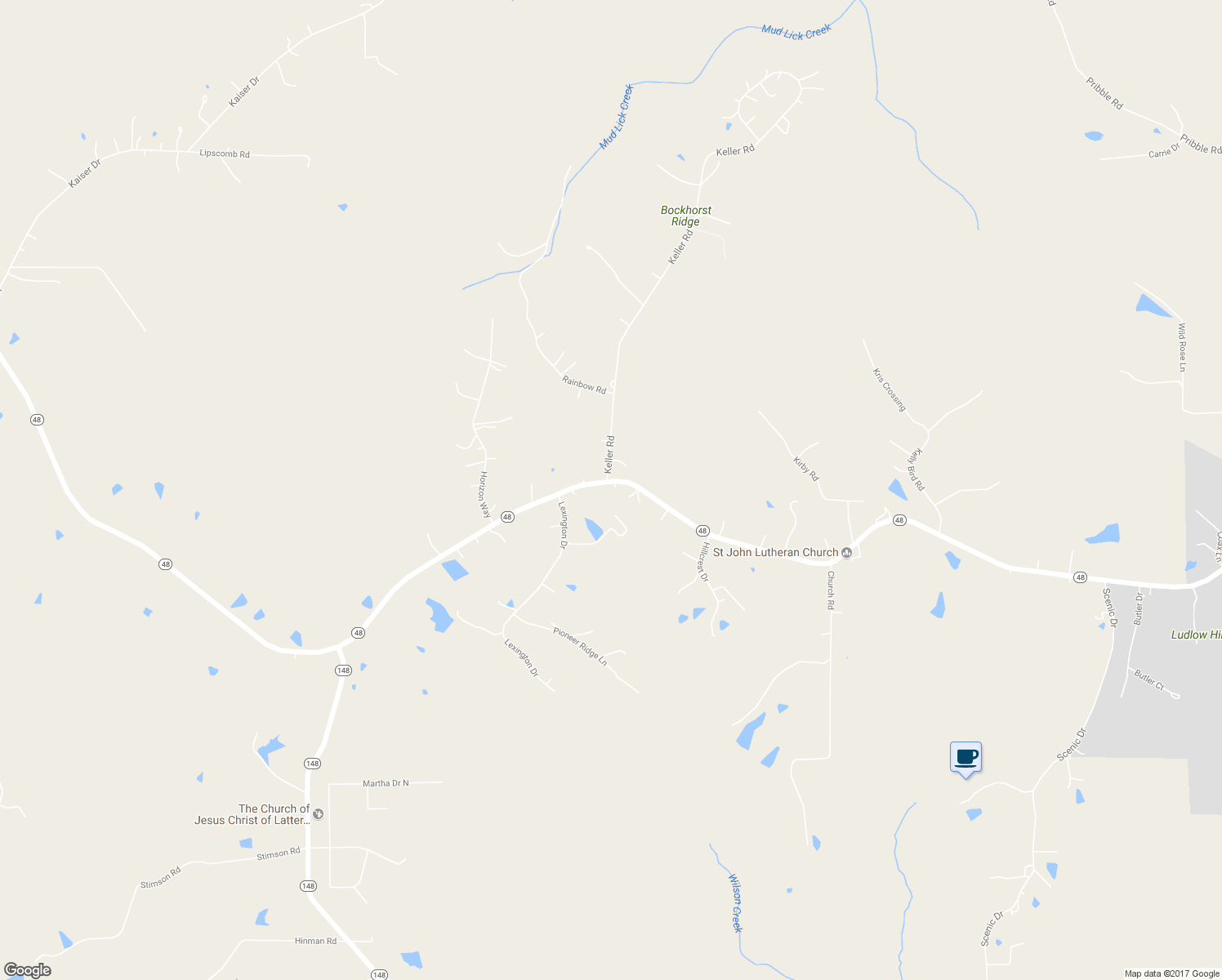 map of restaurants, bars, coffee shops, grocery stores, and more near 5663 Indiana 48 in Lawrenceburg