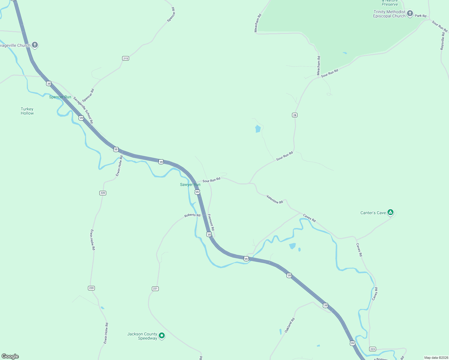 map of restaurants, bars, coffee shops, grocery stores, and more near 315 Sour Run Road in Ray
