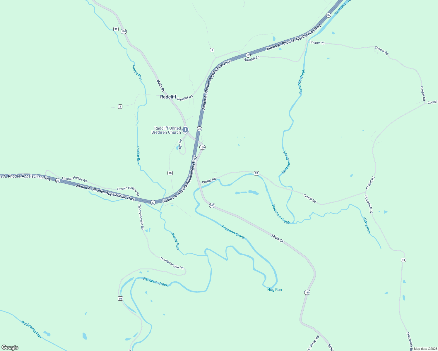 map of restaurants, bars, coffee shops, grocery stores, and more near 9 Ohio 160 in Wilkesville