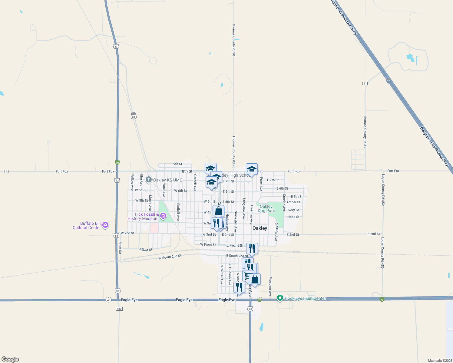 map of restaurants, bars, coffee shops, grocery stores, and more near 699 Hudson Avenue in Oakley