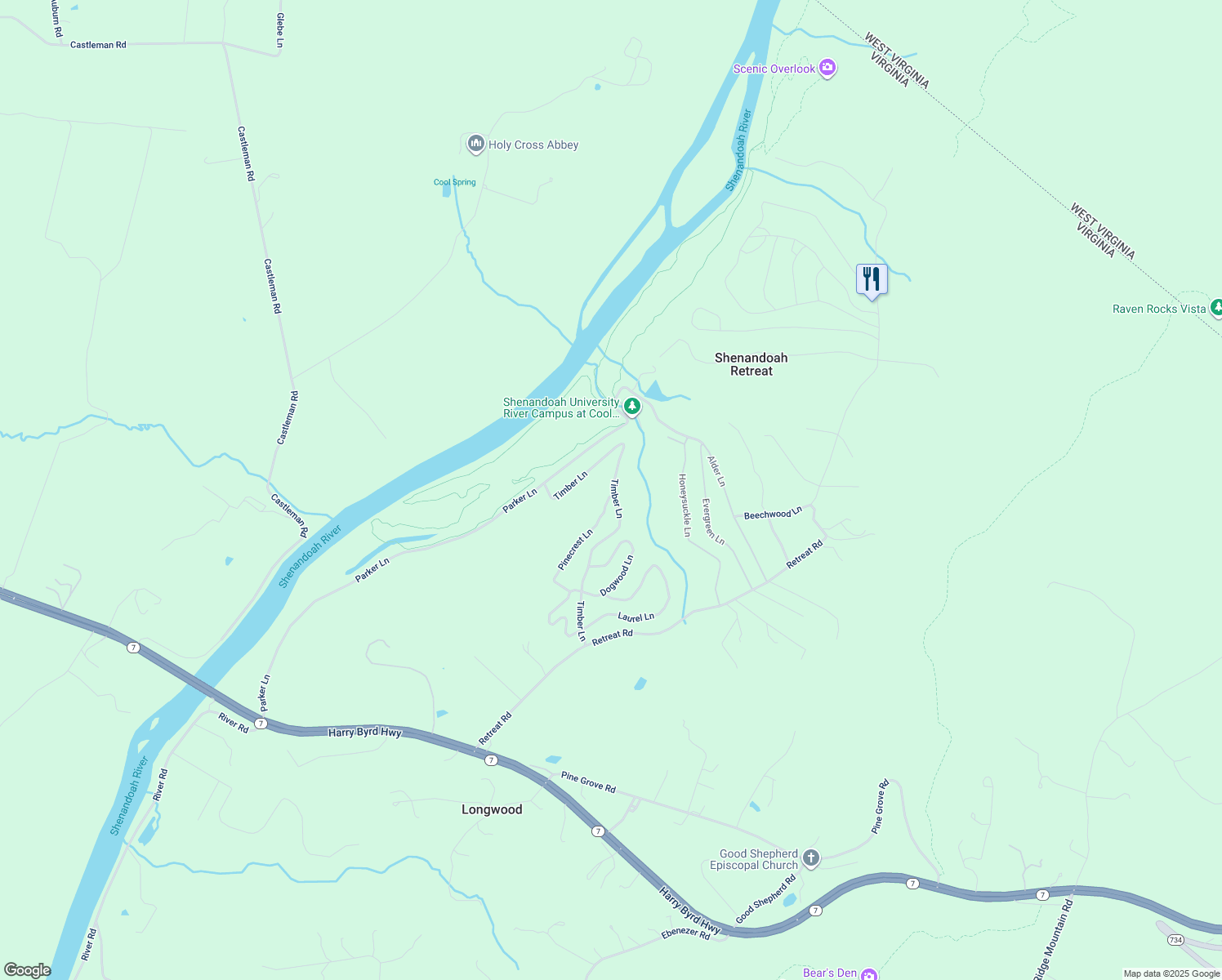 map of restaurants, bars, coffee shops, grocery stores, and more near 902 Timber Ln in Clarke