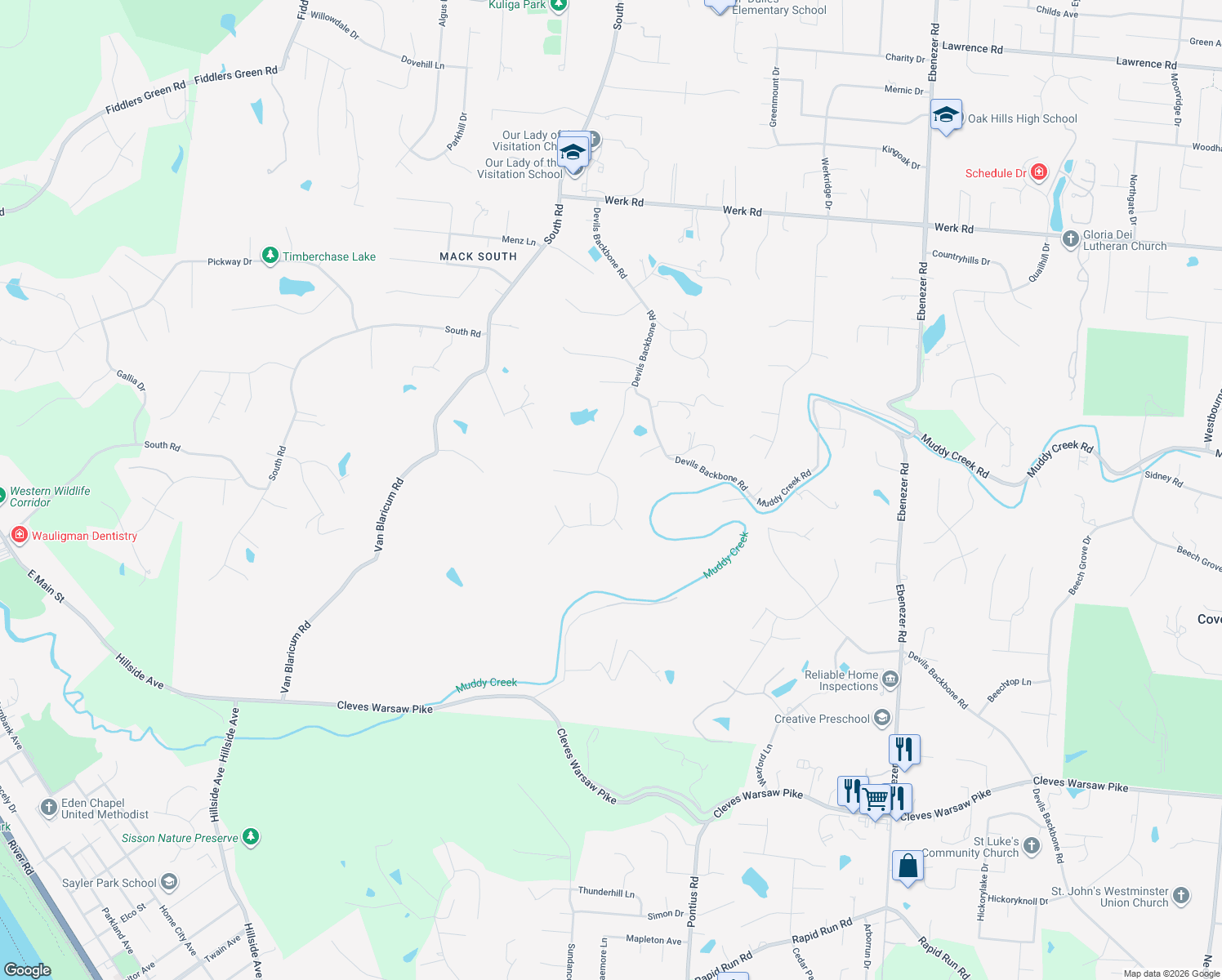 map of restaurants, bars, coffee shops, grocery stores, and more near 2279 Quail Run Farm Lane in Cincinnati
